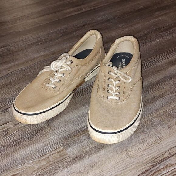 Sperry top sider tan  canvas loafers Sz 11.5 - Picture 1 of 8